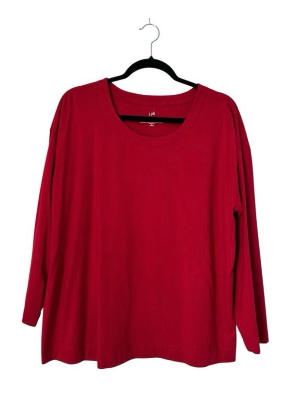 J Jill Top Size 2X Red Luxe Supima Relaxed Tee Cotton Modal Long Sleeve Crewneck